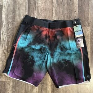 O'Neill Red and Blue Gradient Board Shorts